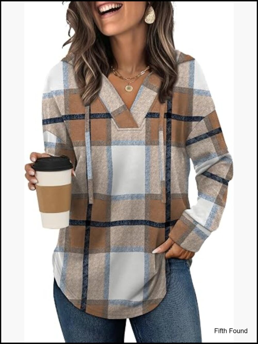 V-Neck Oversized Hoodie Lightweight Casual Sweatshirt Trendy Fall Tops Plus Size